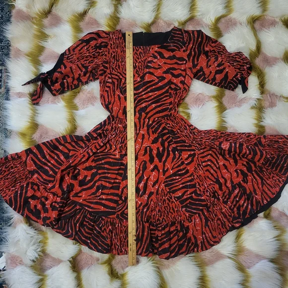 square dance co red zebra leopard animal print swing dress vintage rockabilly - Picture 9 of 10